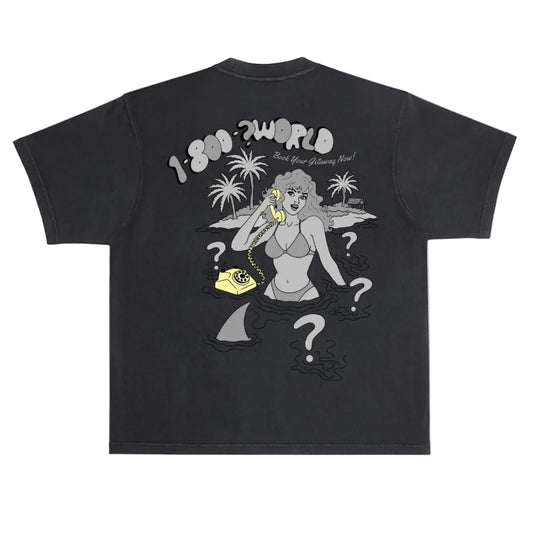 ‘World Traveler’ Black Heavy Weight Tee